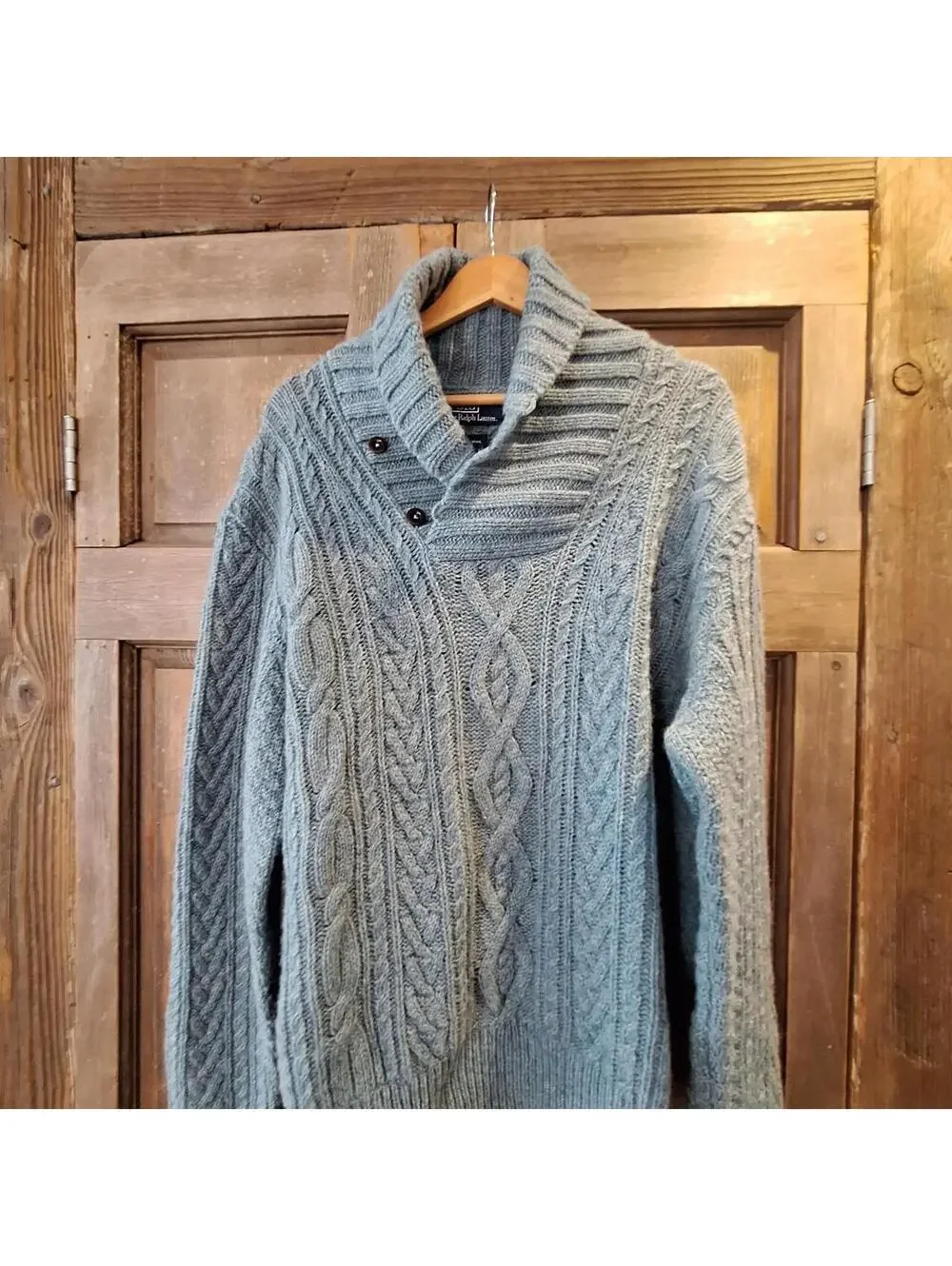 Polo Ralph Lauren Men's Light Blue wool sweater, XL.